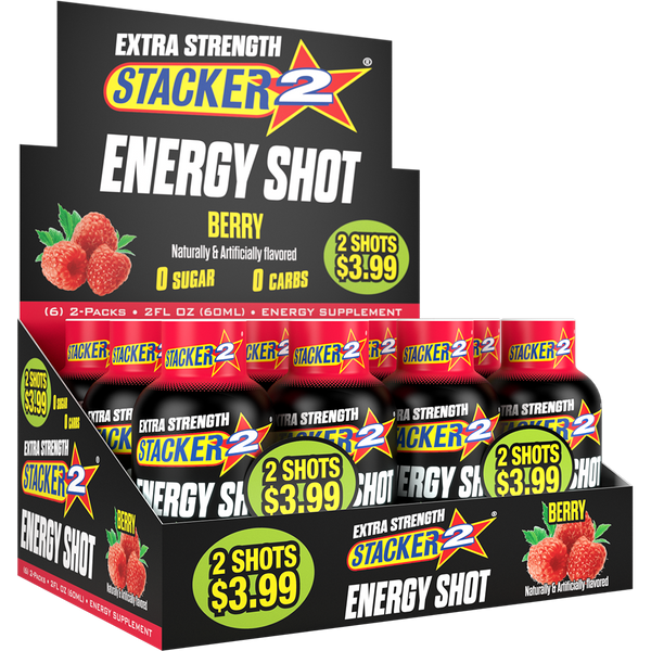 Stacker2 Energy Shots Extra Strength (12pk - 2oz Bottles)