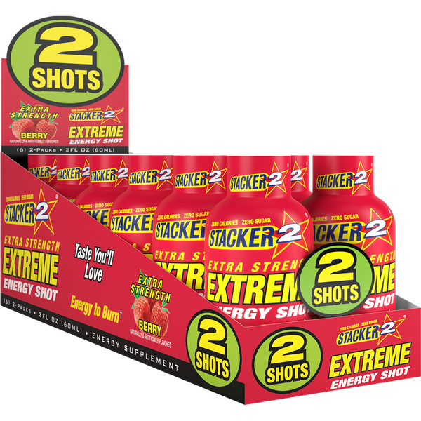 Stacker2 Extreme Energy Shots: Extra Strength (2 oz Bottles)