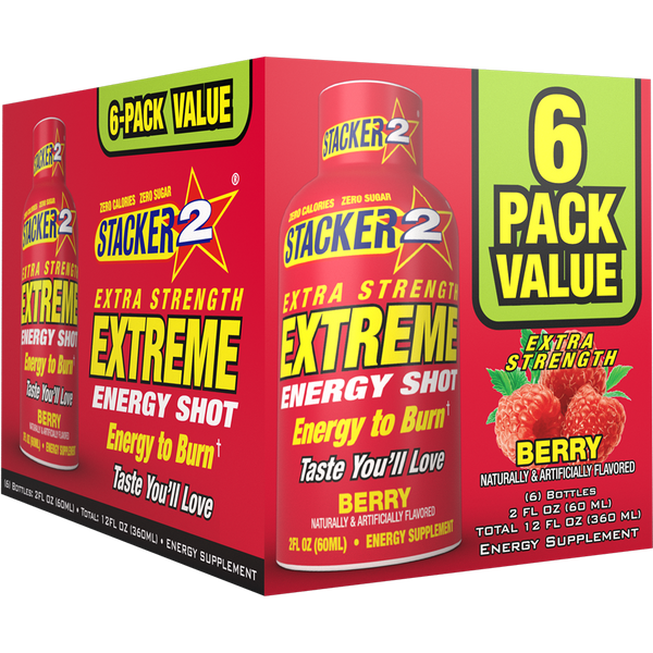 Stacker2 Extreme Energy Shots: Extra Strength (2 oz Bottles)